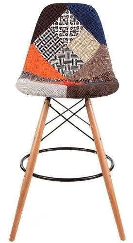 Set 2 Banqueta Taburete Patchwork Eames Tapizad Alto Impacto