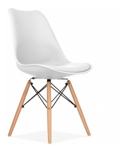 Set 4 Silla Tulip Eames Dsw Almohadon Patas Madera