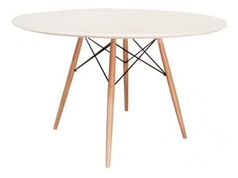 Mesa Eames Dsw 110 Cm Redonda Blanca Madera- Alto Impacto-