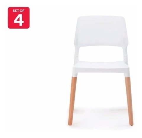 Set 4 Silla Milan Nordica Comedor Apilable - Alto Impacto