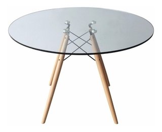 Mesa Eames Dsw Madera Vidrio Redonda 80 Cm - Alto Impacto - comprar online