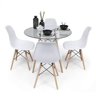 Combo Mesa Eames Vidrio 100 + 4 Sillas Eames- Alto Impacto - comprar online