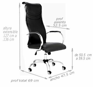 Sillon Presidente Elegance XL Soporta 180 Kg Estructura Negra en internet