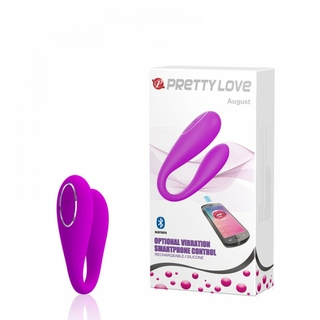 Vibrador de Casal com 12 Modos de Vibração Controlado por APP via Bluetooth - PRETTY LOVE AUGUST - CD018