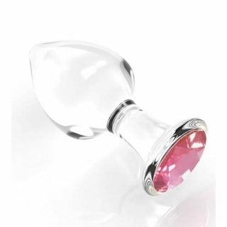 Plug Anal ou Vaginal Cônico de VIDRO Cristal com Jóia na Ponta- LIB YKL01
