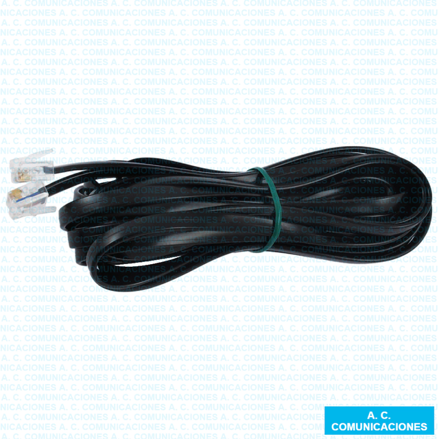 Cable Tel Fono Plano Conectores Macho Rj Negro Mts X