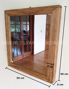 Espejo de pared cuadrado madera maciza reciclada 0,50 x 0,50 mts (EM101M) - comprar online