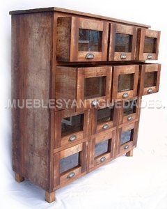 Fideera antigua 12 cajones madera maciza reciclada (FI103A) - comprar online