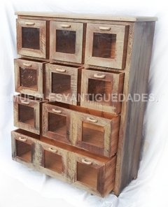 Fideera antigua 12 cajones en pinotea reciclada (FI104A) - tienda online