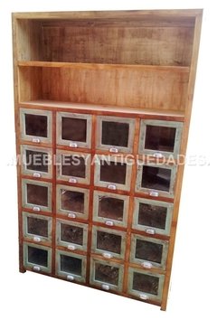 Fideera antigua 20 cajones 2 estantes madera maciza (FI106A) - comprar online