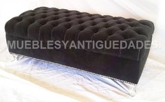 Banqueta Puff capitoné rectangular con patas de metal tapizado en pana cuero vinílico ecocuero cuerina (PR102M)