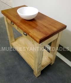 Vanitory de 2 planos con 2 cajones en madera maciza con tapa de pinotea (VA105M) - Muebles y Antiguedades - Argentina