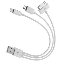 Cabo Carregador USB 3 em 1 mini iPhone 4/4S/5/5S/5C V8 Compativel - Branco