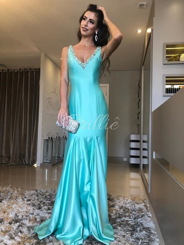 Vestido na best sale cor verde tiffany