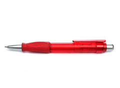 Bolígrafo plástico retráctil con grip de goma y puntas metalizadas - comprar online