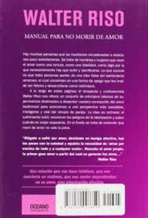 Manual Para No Morir De Amor, Walter Riso, Libro Original - tienda online