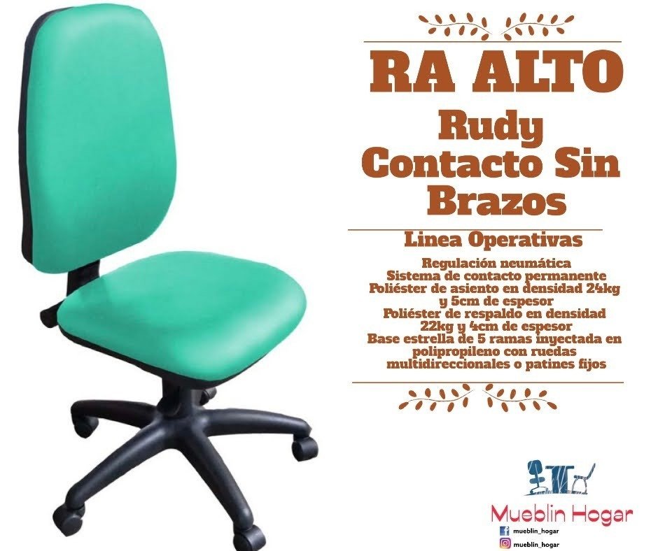 Silla Rudy Alta Flexor Sin Brazos Mueblin Hogar