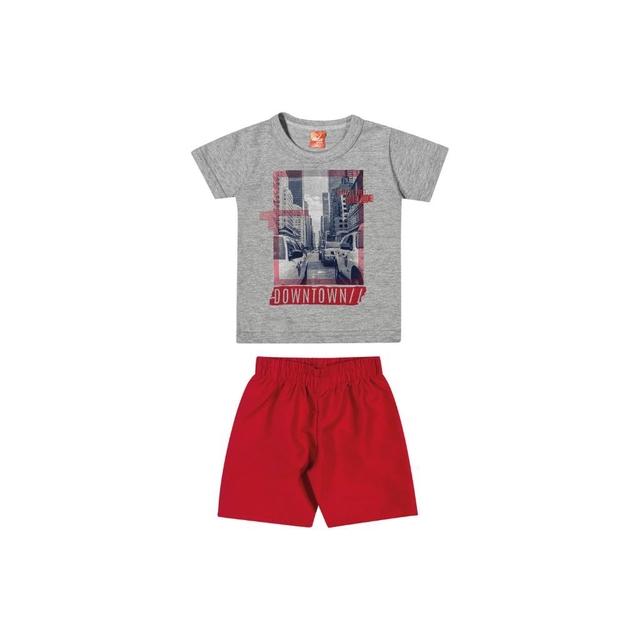 Conjunto Infantil Masculino Camiseta e Bermuda Tactel Elian - Ref.:  221018_8021