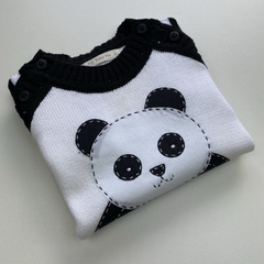Blusa Raglan Panda - Baby Fio Tricot Infantil