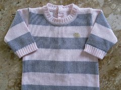 Macacão Listrado Baby Fio Cinza/Rosa - loja online