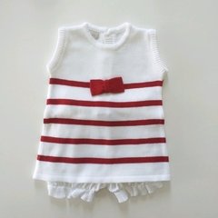 Vestido Trapézio Curto Branco e Vermelho - comprar online