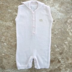 Jardineira Pólo Curta Rosa - Baby Fio Tricot Infantil