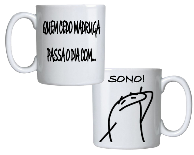 Caneca Meme Flork Boneco Palito Com Café Sem Café