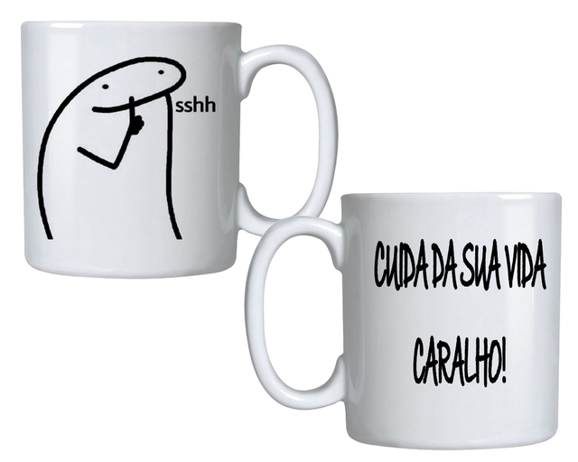 Caneca Meme Flork Boneco Palito Com Café Sem Café