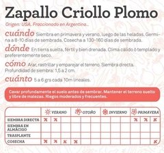 Semillas de Zapallo criollo plomo LA RURAL - comprar online