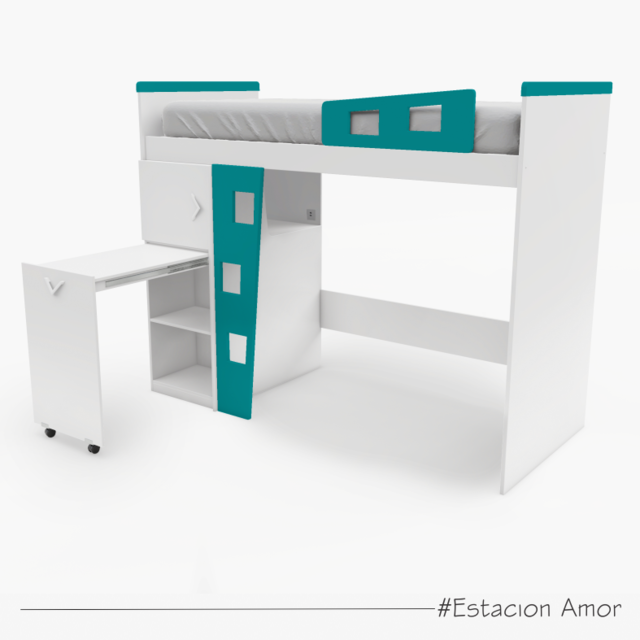 Cama Puente c/escritorio Akuarela - Estacion Amor