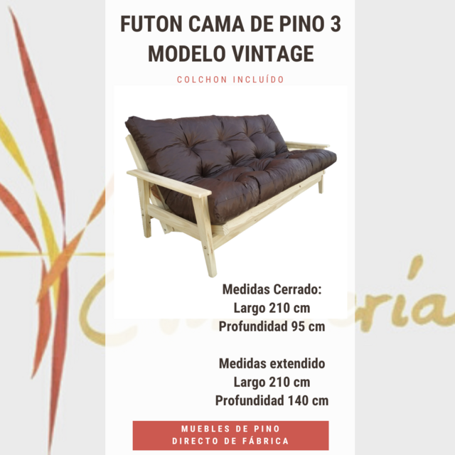 Futon cama de Pino 3 modelo VINTAGE - Fortaleza Muebles