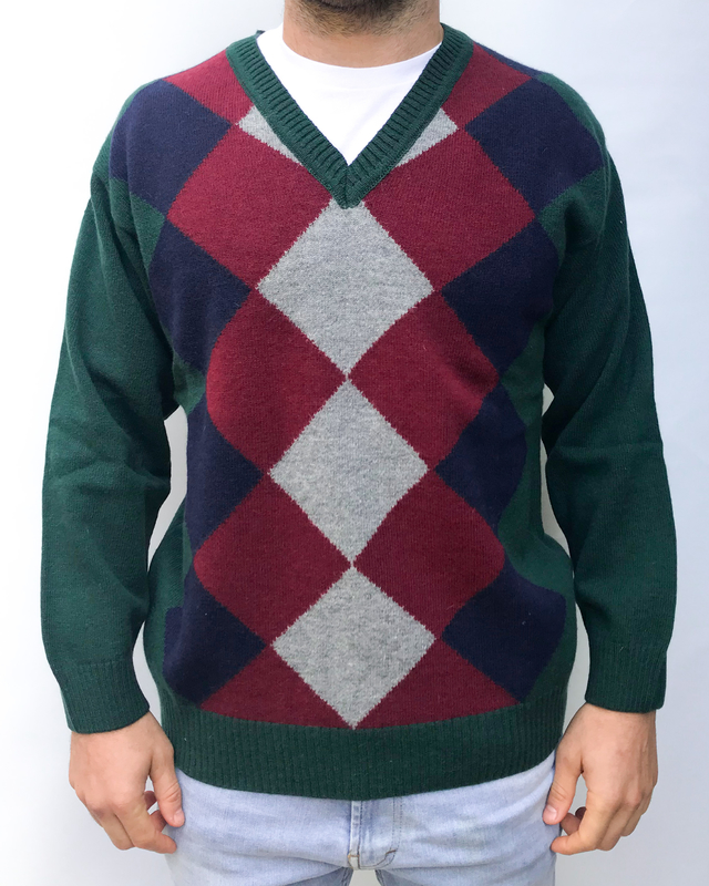 Sweater de breamar para hombre con rombos y cuello redondo