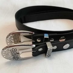 BIZKAIA - Cinturón con hebilla calada en niquel - 3 y 4cm - comprar online