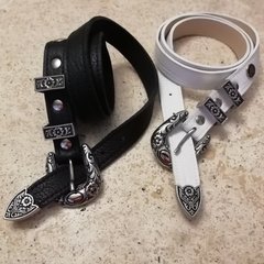 DONOSTIA - Cinturón con hebilla pesada texana en niquel - 2,5cm - comprar online