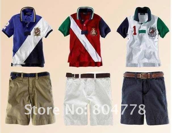 Set importado 2p Polo Ralph Lauren chomba con logo bordado y bermuda de gabardina