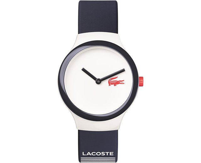 RELOJ LACOSTE UNISEX CAJA ACRILICA CON CORREA CAUCHO AZUL Y BLANCO