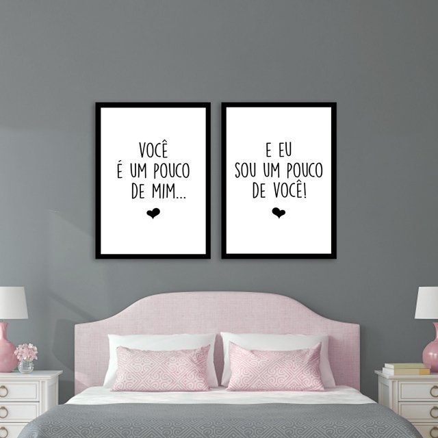 Kit 2 Quadros Decorativo Quarto Casal - Tudo em mim