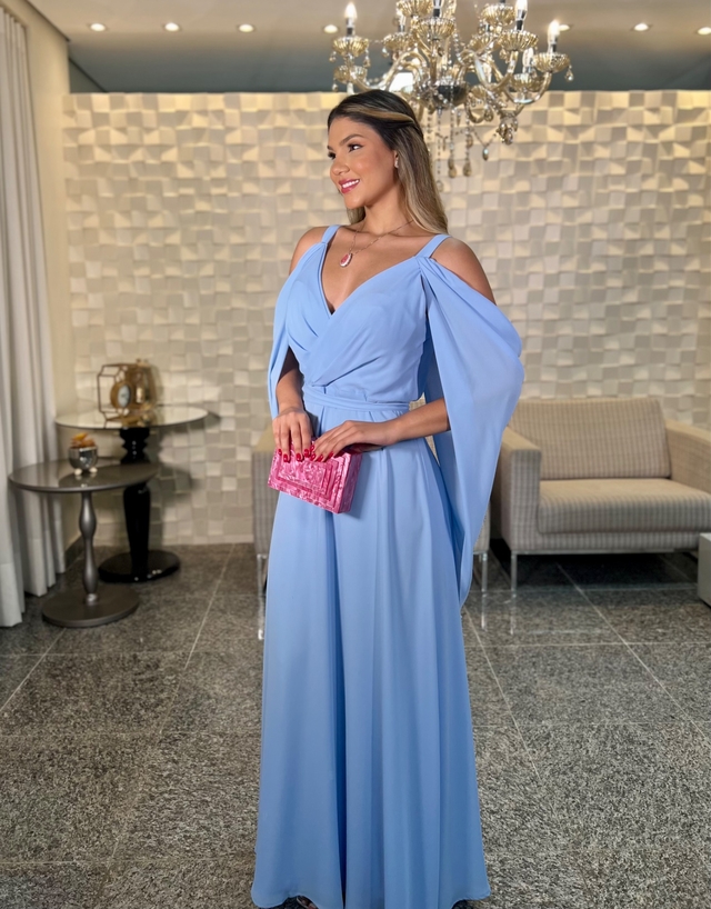 Vestido de Festa Azul Serenity Fluido - Alugue em Brasília - DF