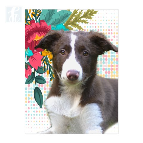 Placa Decor Pet Personalizada - Floral Quadriculado