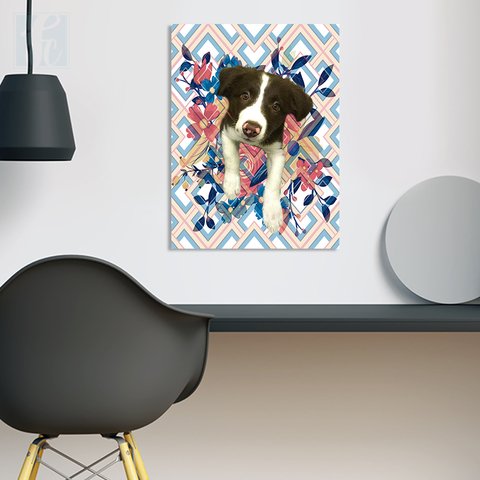 Placa Decor Pet Personalizada - Floral e Chevron - comprar online