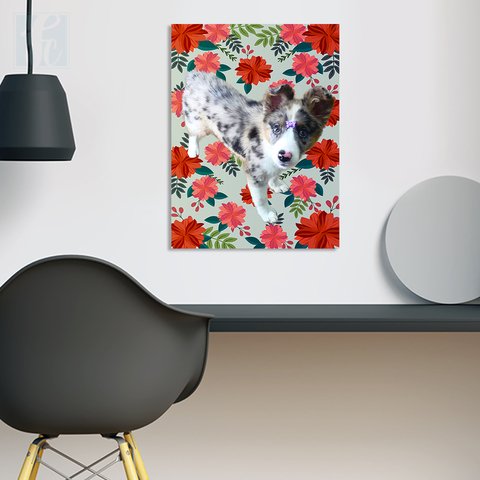 Placa Decor Pet Personalizada - Floral Vermelho - comprar online