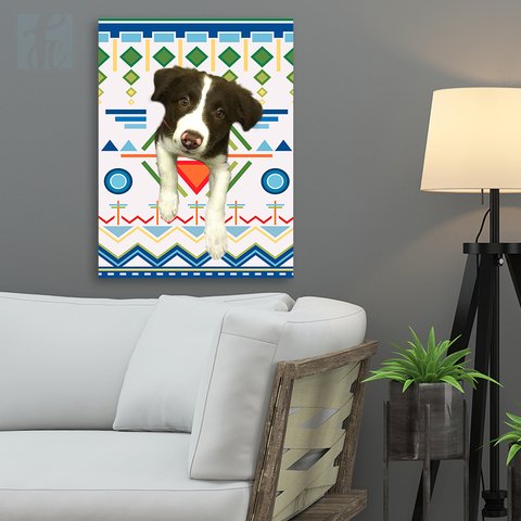 Placa Decor Pet Personalizada - Etnica Azul, Verde e Laranja - comprar online