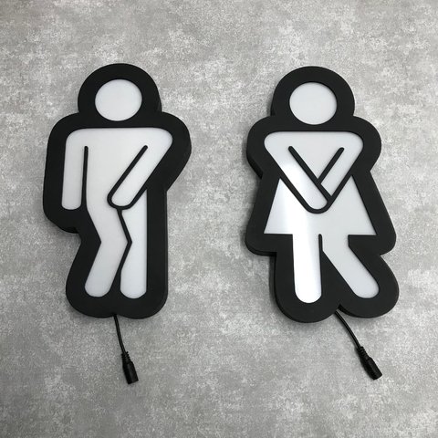 Painel Luminoso Led Banheiro WC Bar Masculino e Feminino