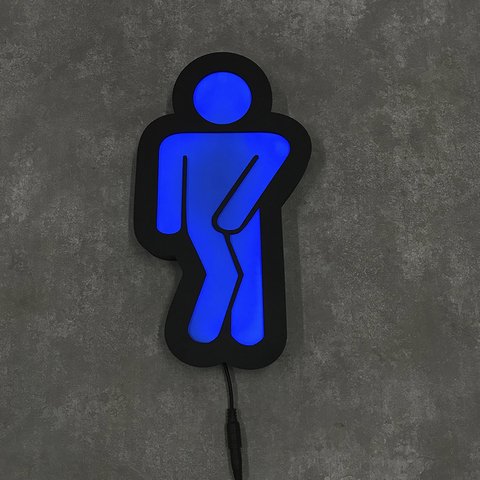 Painel Luminoso Led Banheiro WC Bar Masculino - Azul - comprar online