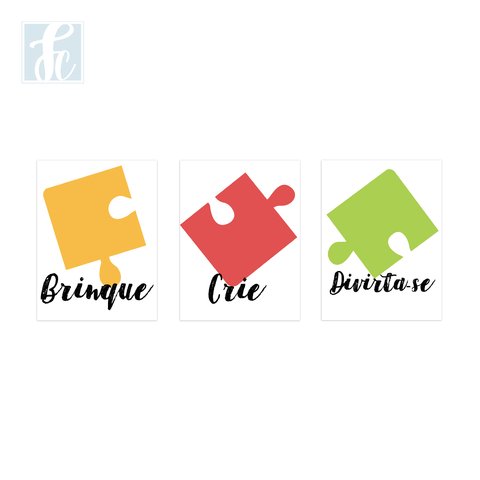 Placa Decor Kit Trio - Brinque, Crie, Divirta-se - comprar online