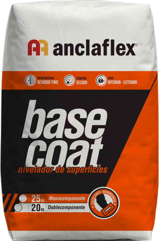 Base Coat Nivela Revoques Mono Componente Bolsa 25 Kg Anclaflex