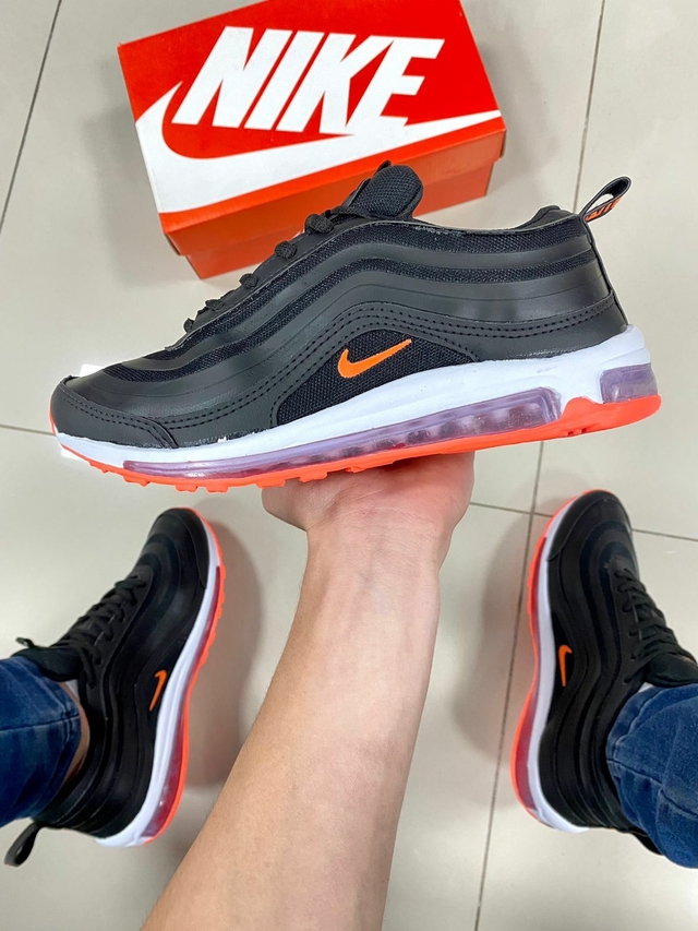 Nike air max fashion laranja e branco