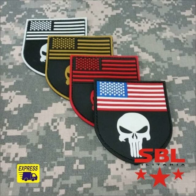 Patch Emborrachado Bandeira USA Punish Caveira