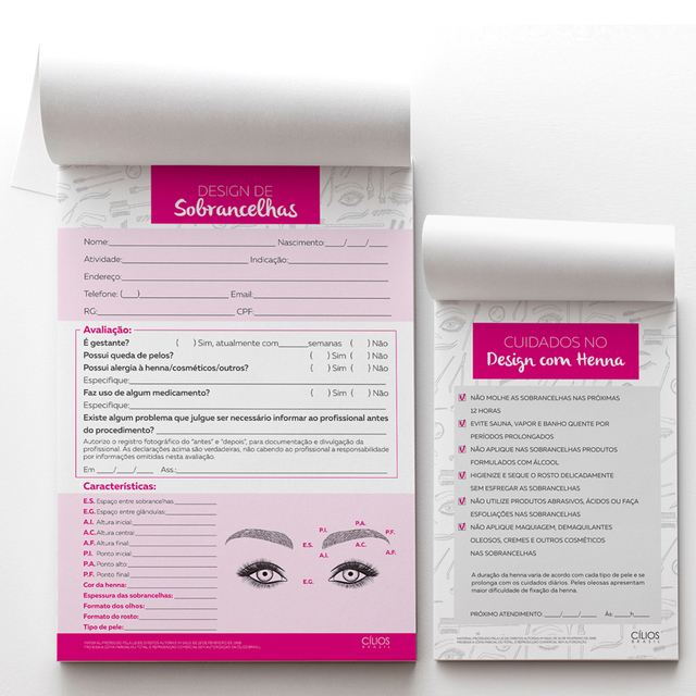 Ficha de Anamnese para Micropigmentação, Lash Lifting, 