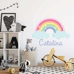 Vinilo Decorativo Arco Iris Pastel Con Tu Nombre en internet